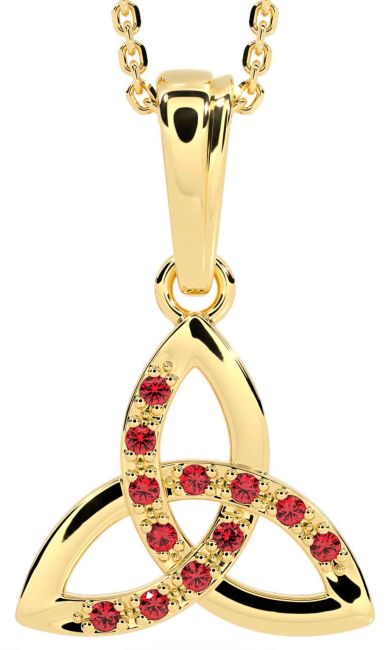 Ruby Gold Silver Celtic Trinity Knot Necklace