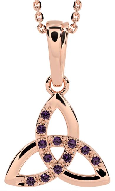 Alexandrite Rose Gold Celtic Trinity Knot Necklace