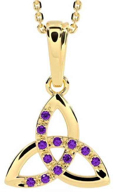 Amethyst Gold Celtic Trinity Knot Necklace