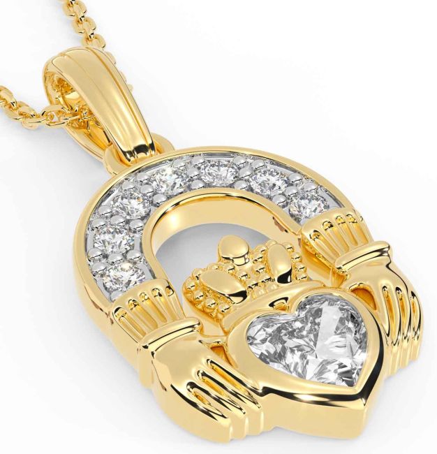 Diamond Gold Claddagh Necklace