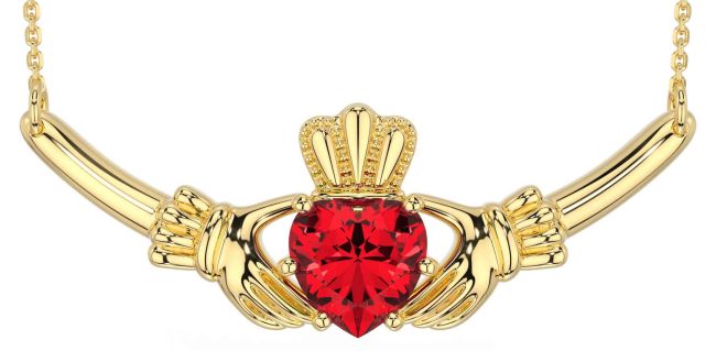 Ruby Gold Silver Claddagh Necklace