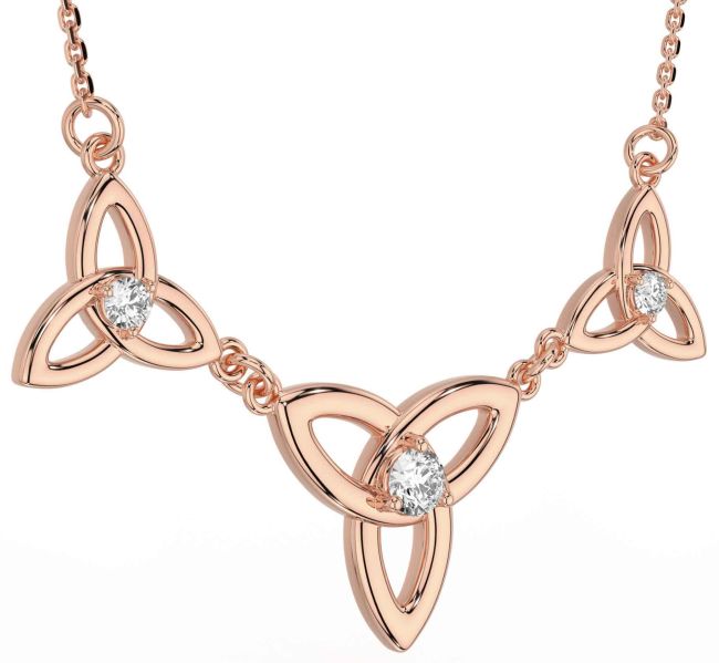 Diamond Rose Gold Celtic Trinity Knot Necklace