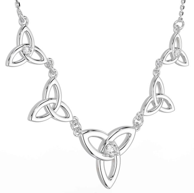 Diamond White Gold Celtic Trinity Knot Necklace