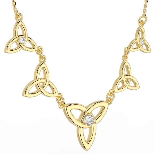 Diamond Gold Celtic Trinity Knot Necklace