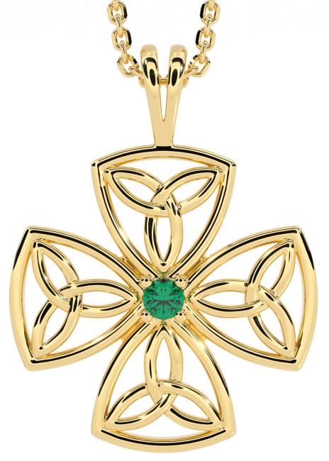 Emerald Gold Celtic Trinity Knot Necklace