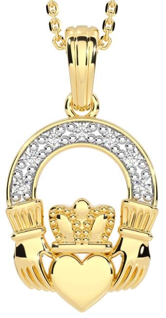 Diamond Gold Claddagh Necklace