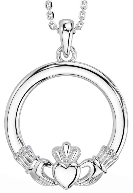 White Gold Claddagh Necklace