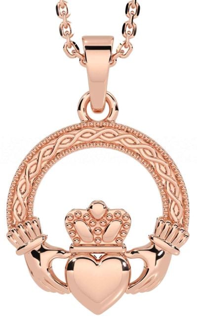 Rose Gold Silver Celtic Claddagh Necklace