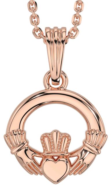Rose Gold Silver Claddagh Necklace