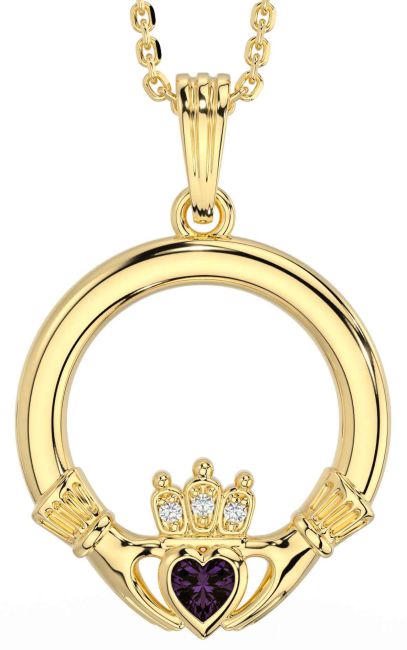 Diamante Alexandrite Ouro Claddagh Colar