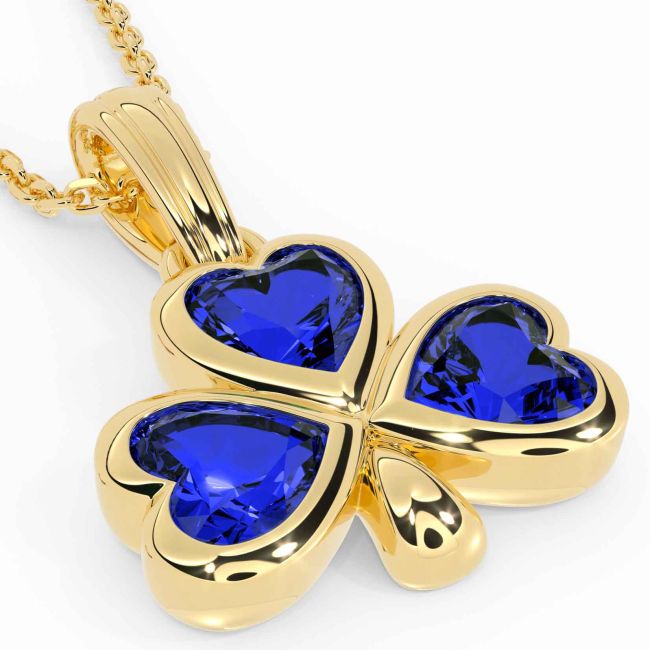 Saphir Gold Kleeblcht Halskette