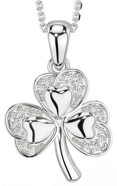 Diamond White Gold Shamrock Necklace