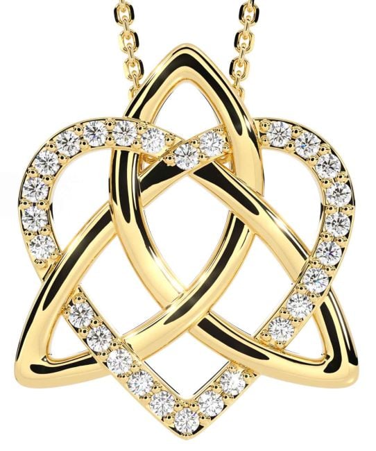 Diamond Gold Celtic Trinity Knot Heart Necklace