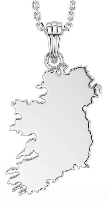 Silver Celtic Map of Ireland Necklace