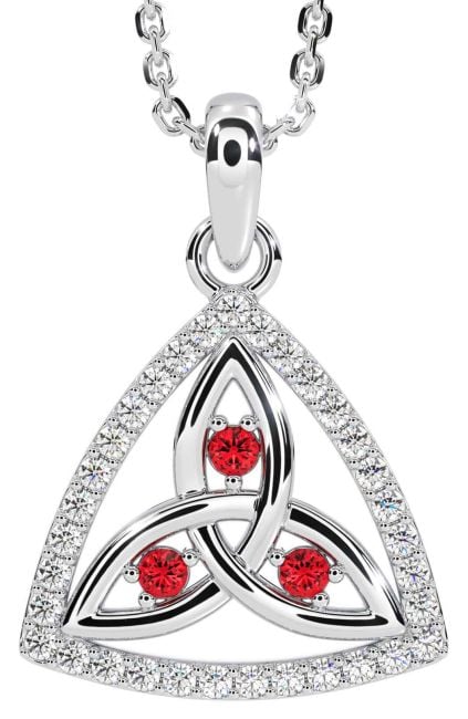 Diamant alb rubin Colier de aur cu nod celtic Trinity