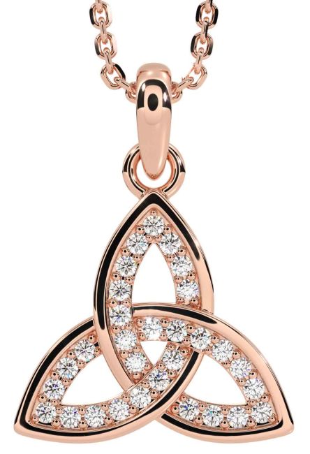 Diamond Rose Gold Celtic Trinity Knot Necklace