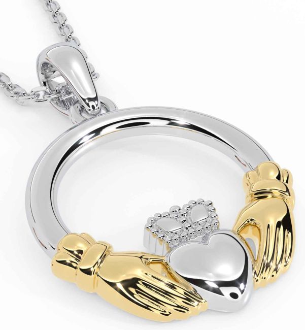 White gold claddagh necklace store
