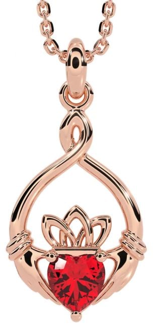 Ruby Rose Gold Claddagh Necklace