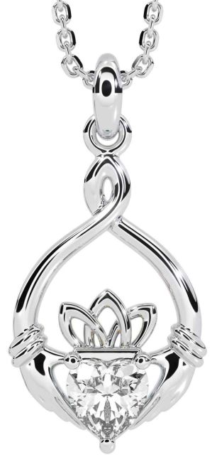 Diamond Silver Claddagh Necklace