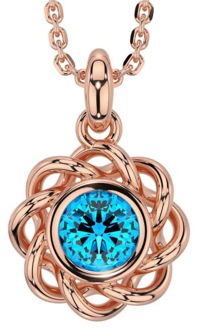 Topaz Rose Gold Silver Celtic Necklace