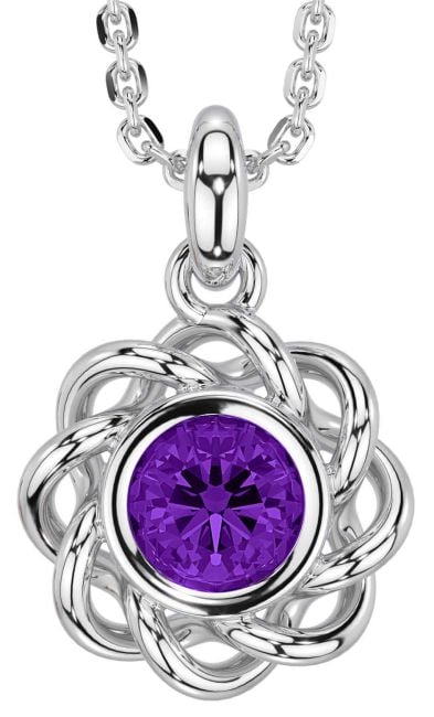 Amethyst Silver Celtic Necklace