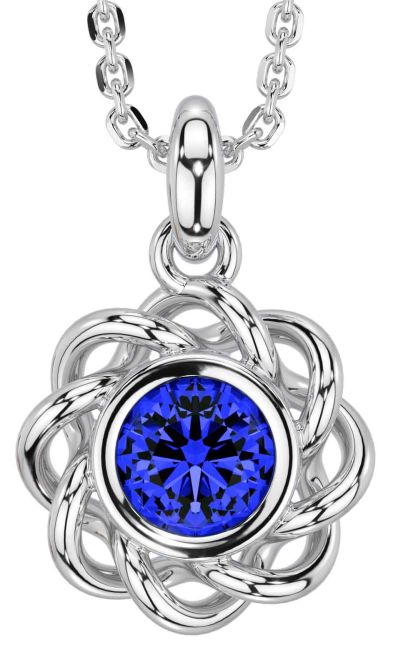 Sapphire Silver Celtic Necklace