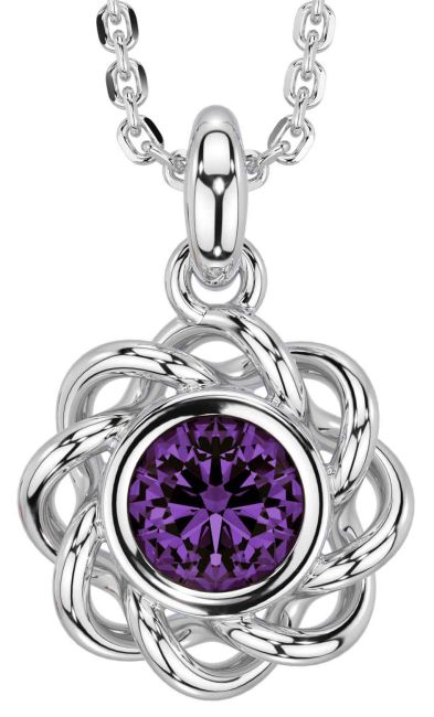 Alexandrite White Gold Celtic Necklace