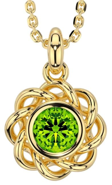 Peridot Gold Celtic Necklace