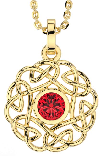 Ruby Gold Silver Celtic Necklace