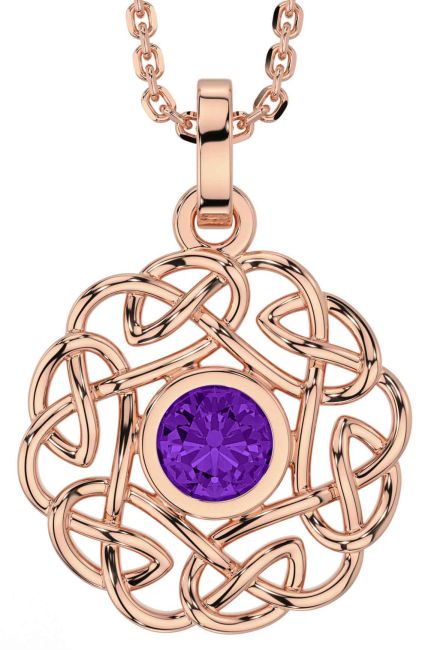Amethyst Rose Gold Celtic Necklace