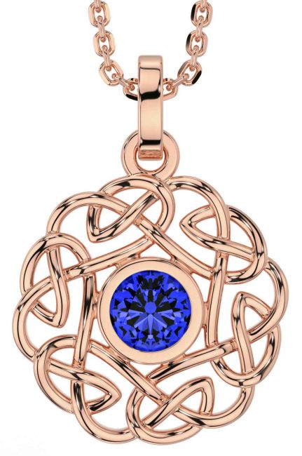 Sapphire Rose Gold Celtic Necklace