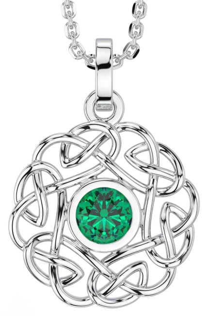 Emerald Silver Celtic Necklace