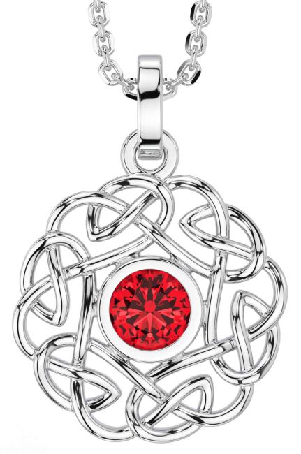 Ruby Silver Celtic Necklace