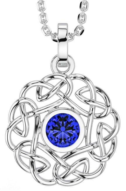 Sapphire White Gold Celtic Necklace