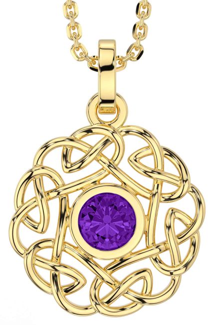 Amethyst Gold Celtic Necklace