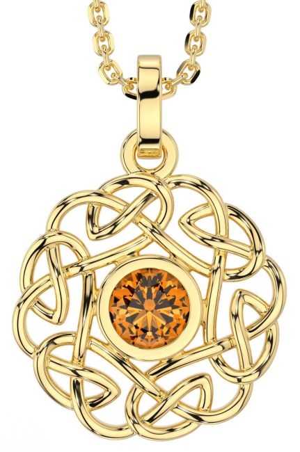 Citrine Gold Celtic Necklace