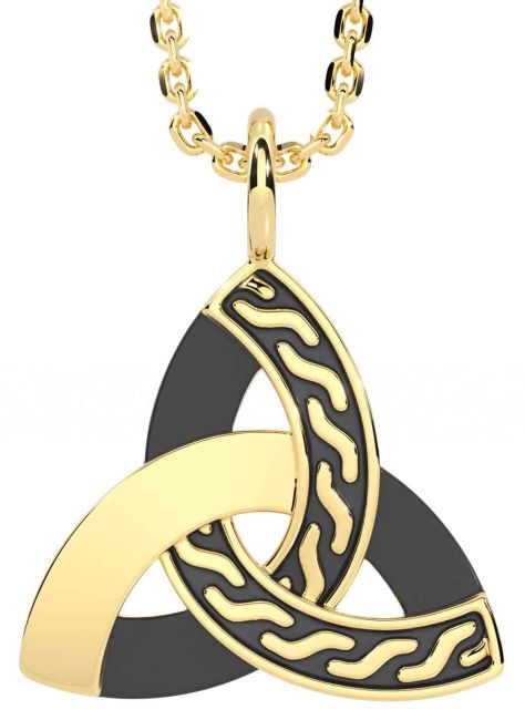 Gold Black Rhodium Celtic Trinity Knot Necklace