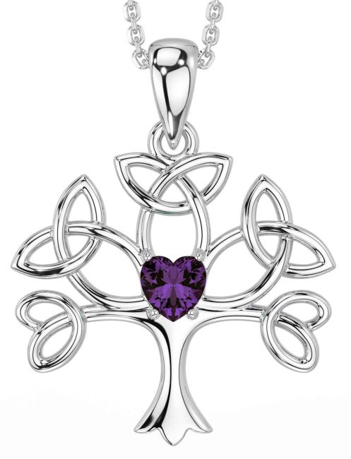 Alexandrite Silver Celtic Tree of Life Trinity Knot Necklace