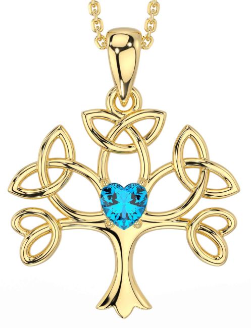 Topaz Gold Celtic Tree of Life Trinity Knot Necklace