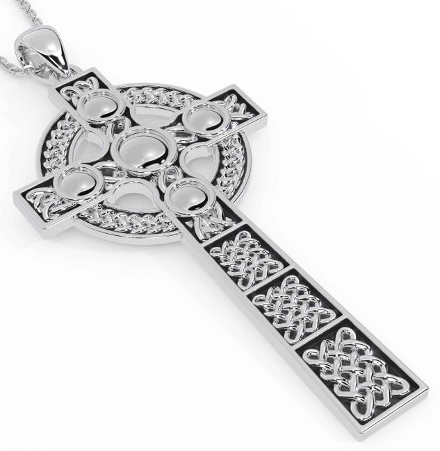 Silver Black Rhodium Celtic Cross Necklace