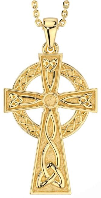 Gold Silver Celtic Cross Trinity Knot Necklace