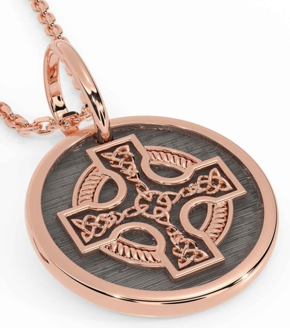 Rose Gold Silver Black Rhodium Celtic Cross Necklace