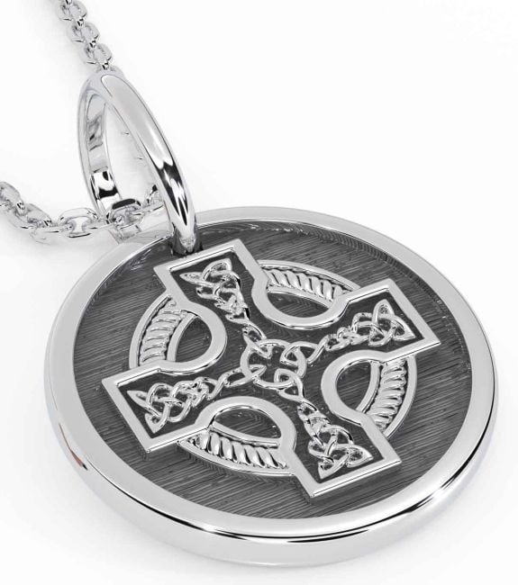 Silver Black Rhodium Celtic Cross Necklace