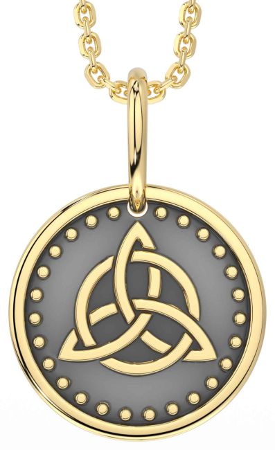 Gold Silver Black Rhodium Celtic Trinity Knot Necklace