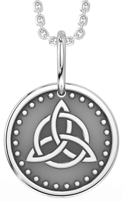 Silver Black Rhodium Celtic Trinity Knot Necklace