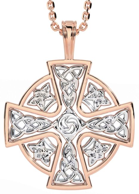 Rose Gold Silver Celtic Cross Necklace