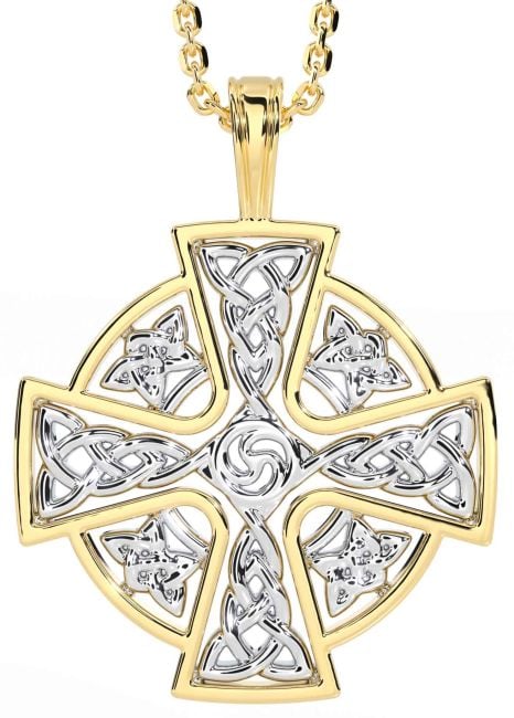 Gold Silver Celtic Cross Necklace