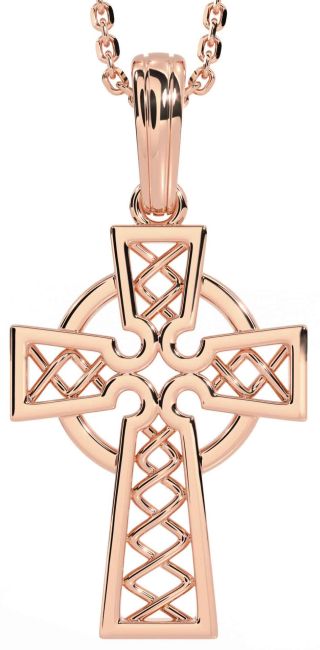 Rose Gold Silver Celtic Cross Necklace