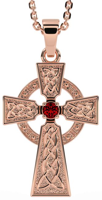 Diamond Rose Gold Silver Celtic Cross Necklace