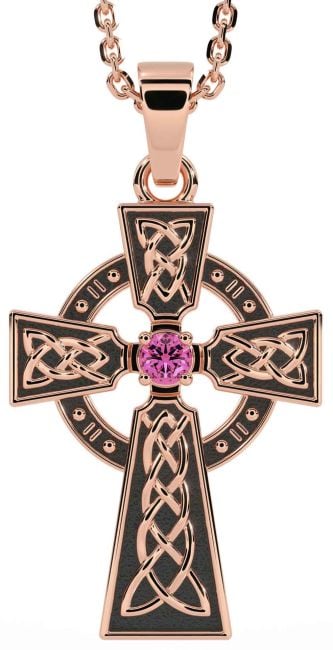 Diamond Rose Gold Black Rhodium Celtic Cross Necklace